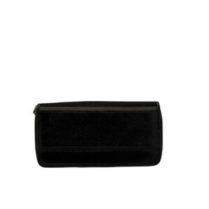 Coach Black Leather and Canvas Stripe on Spine Continental Wallet
